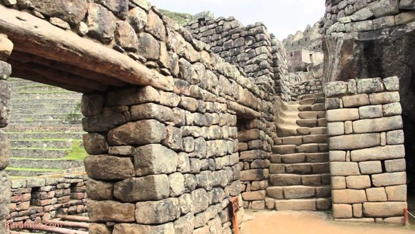 The stone walls of the city of Machu Picchu